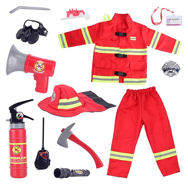 Foto 7 de 7 de Lesheng space Juego de 13 piezas de disfraz de bombero para niños