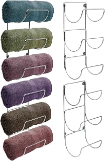 Sorbus Towel Racks for Bathroom, Wall Mounted (4 Pack 12 Towels, Silver) | Over toilet storage for washcloths and linen; spa or salon setup organizes rolled textiles, supplies and daily essentials
