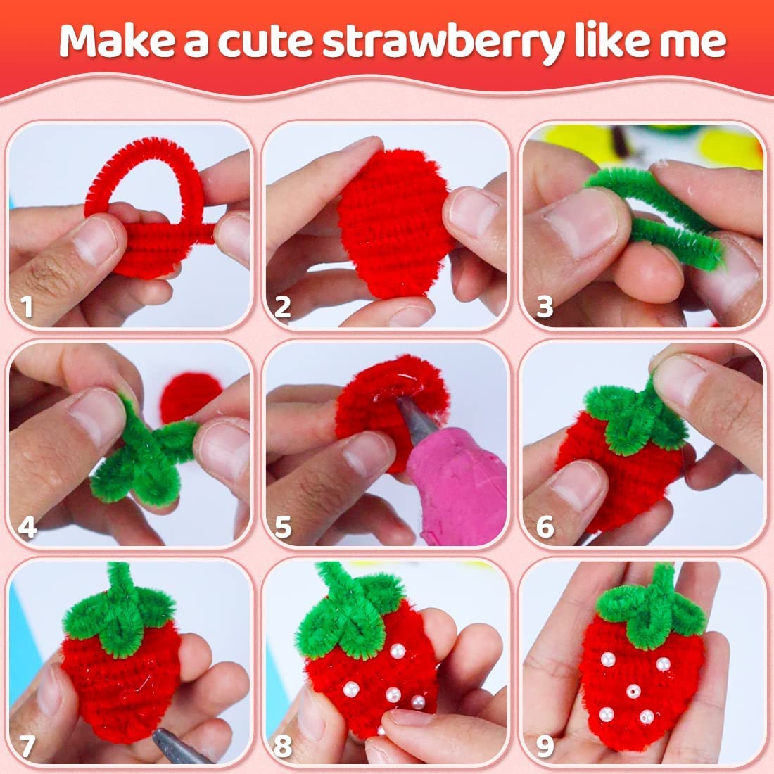 KRAFTMASTERS� 200 PCS Pipe Cleaners Craft Supplies Multi-Color Chenille Stems for Art and Craft Projects Creative DIY Valentine's Day Decorations (12inch x 6mm) 2