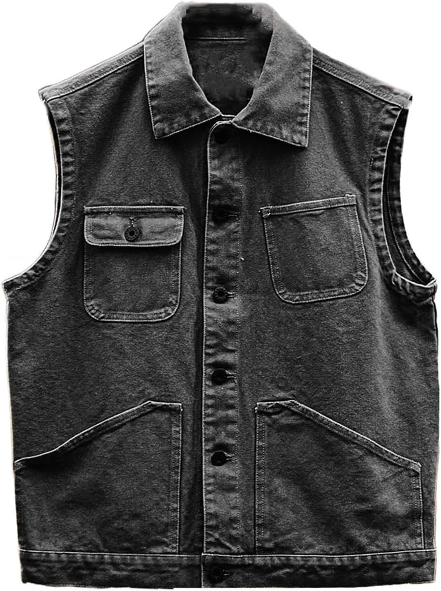 Mens Retro Multi-Pocket Hunting Vest Cargo Camping Outdoor Pocket Multi-Functional tops