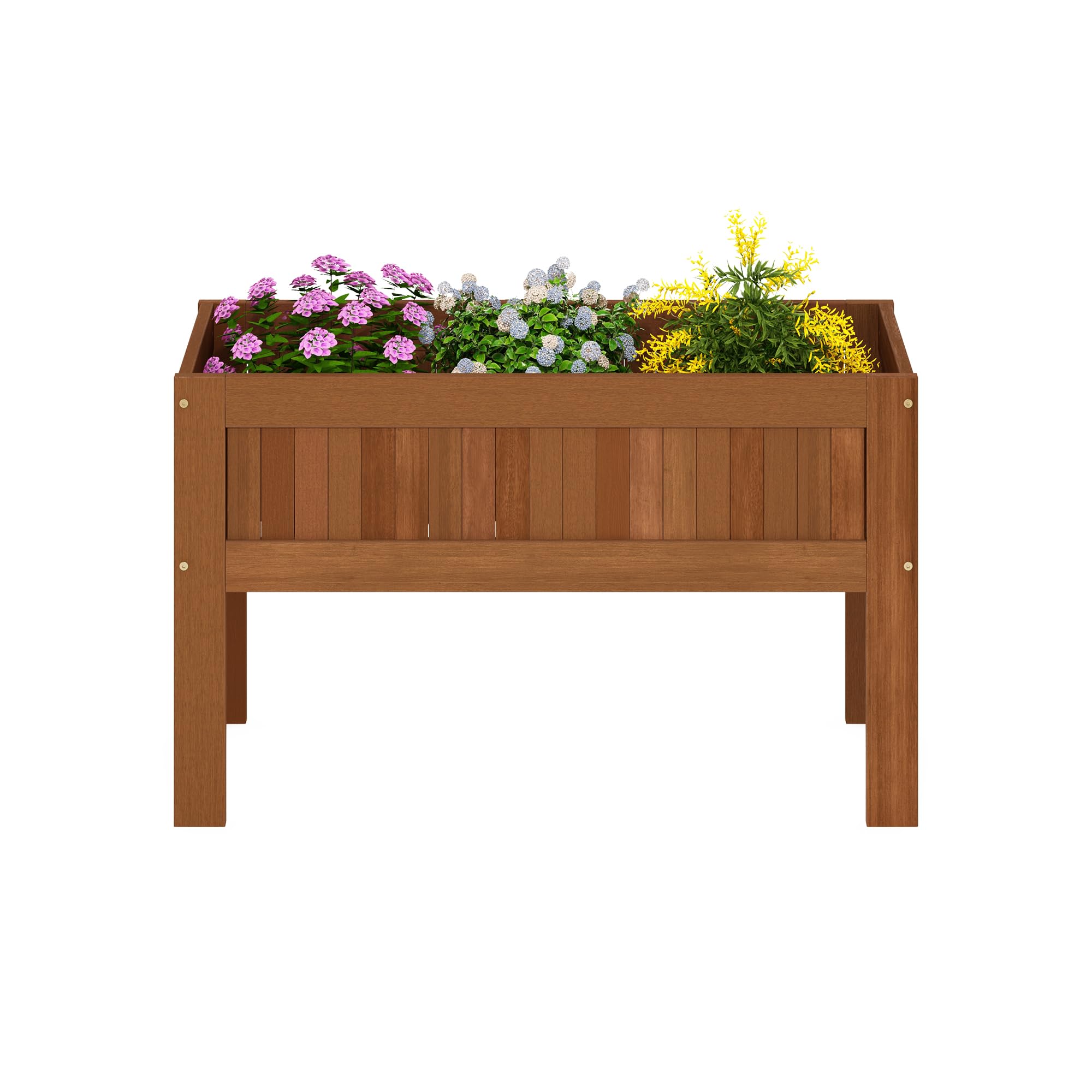 Furinno TIOMAN Pflanzkasten, erhöhter Outdoor-Stand-Pflanzkasten, Hochbeet mit Beinen, Outdoor, Indoor, Garten, Terrasse, Balkon, Natur