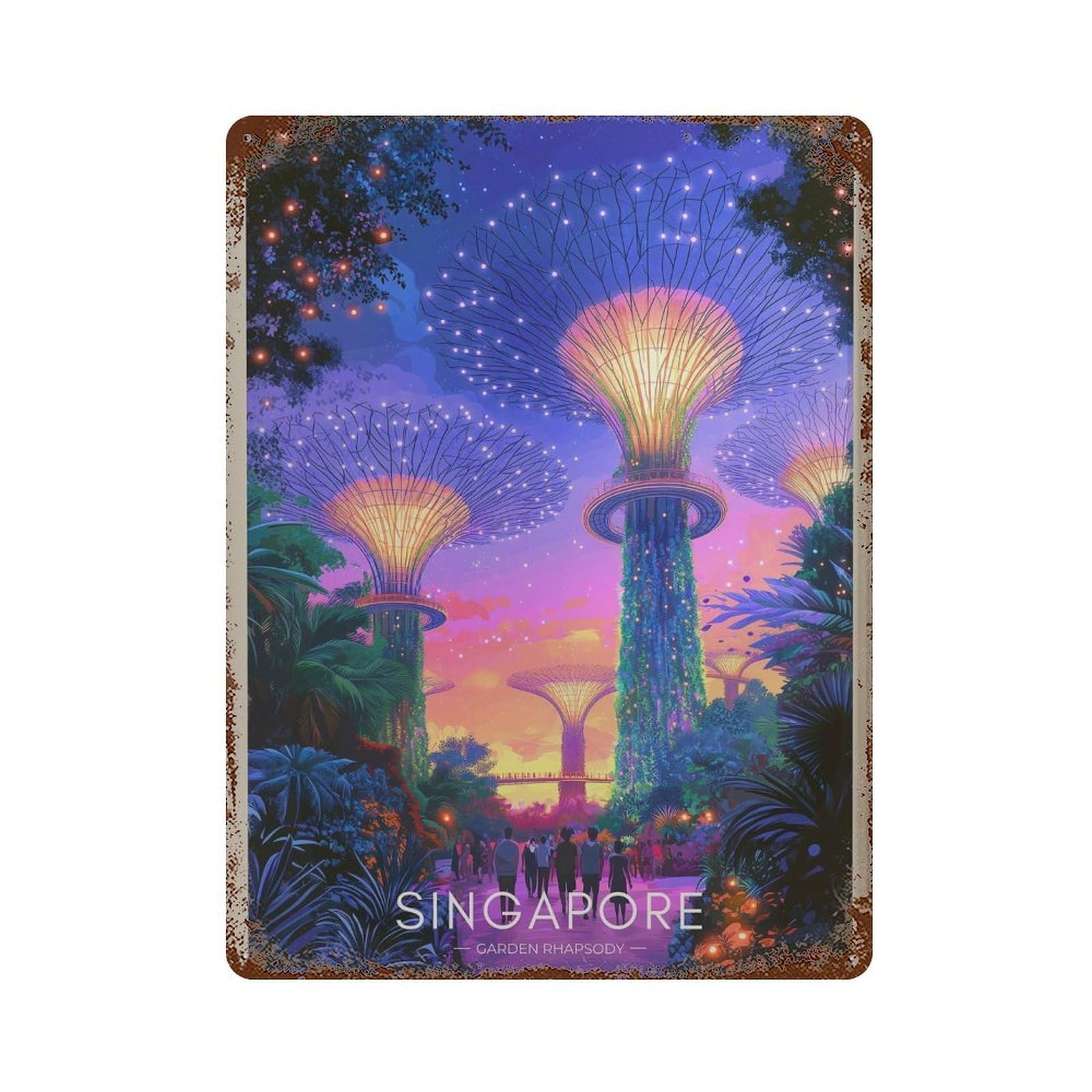 xiaoxiaoshen Singapore Gardens by The Bay Garden Rhapsody Wall Decor Art Metal Tin Poster Modern Home Decor Art Home Bar Shop Decorations Vintage Sign 40x30cm