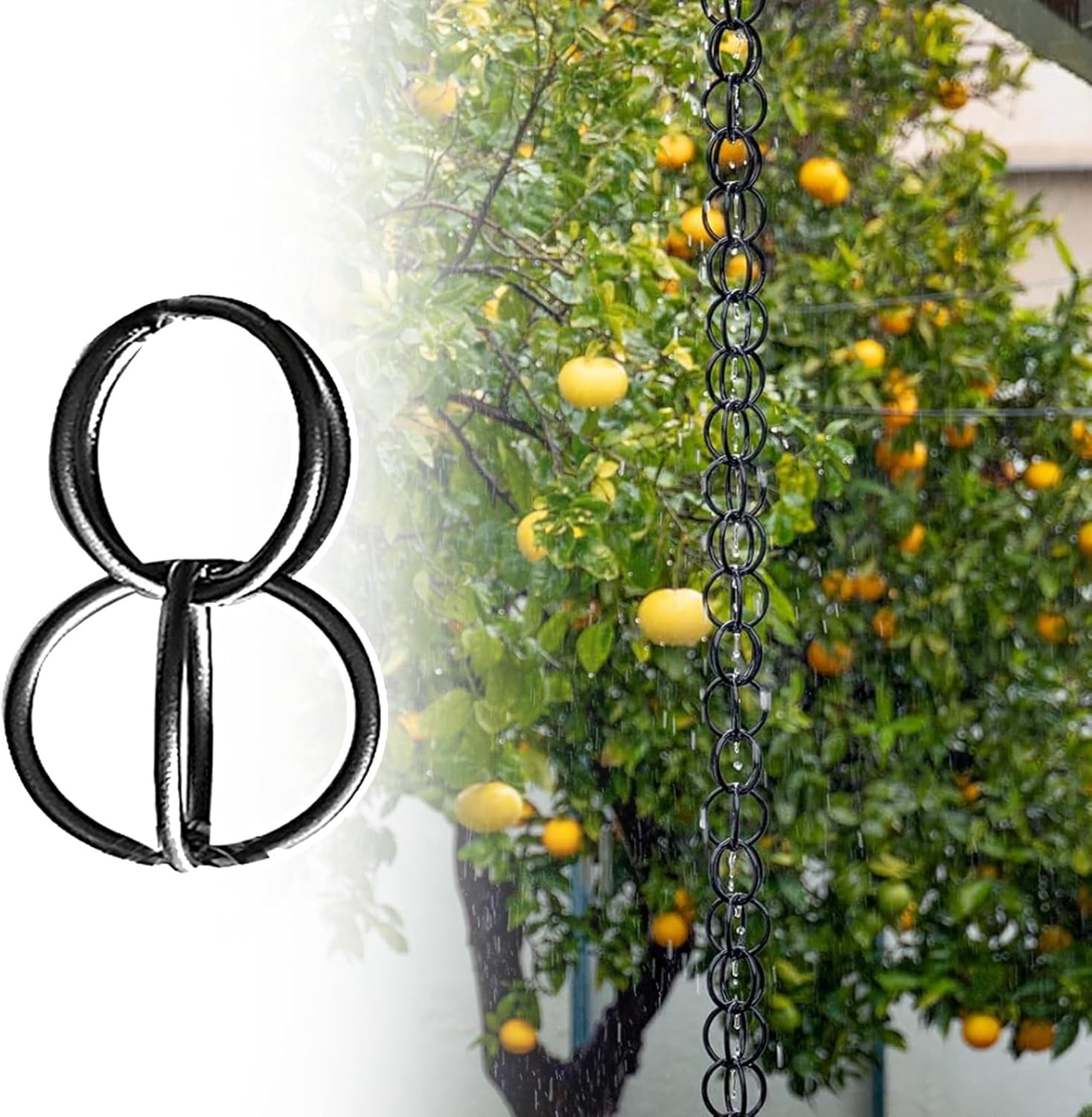 1m - 5m Rain Catcher Chain Drainage, Aluminum Alloy Eavestrough Diverter Rain Collector, 16 Circle/m Rain Chimes Decoration,4m (13ft)