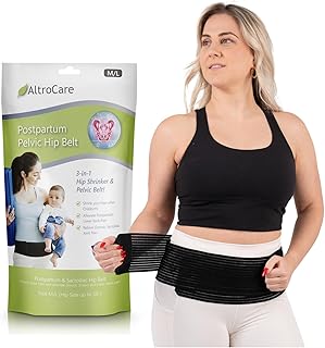 3-in-1 Sacroiliac Pelvis Belt, Postpartum Back Support & Hip Shrinker (Black, One Size: S/M/L). Made in USA.