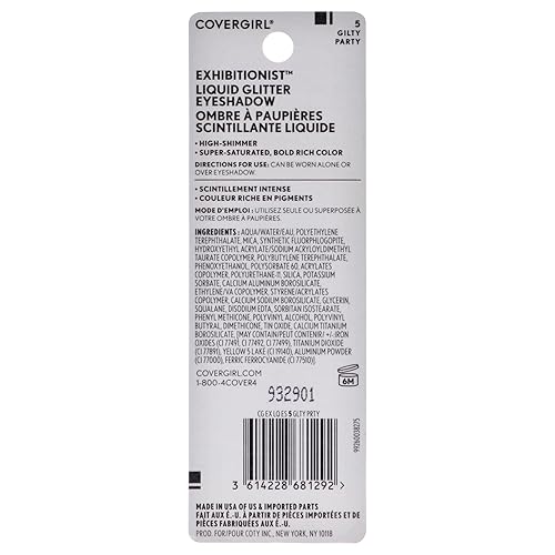 Miniatura 2 de COVERGIRL Exhibitionist - Sombra de ojos líquida con purpurina, fiesta dorada, 0.13 onzas