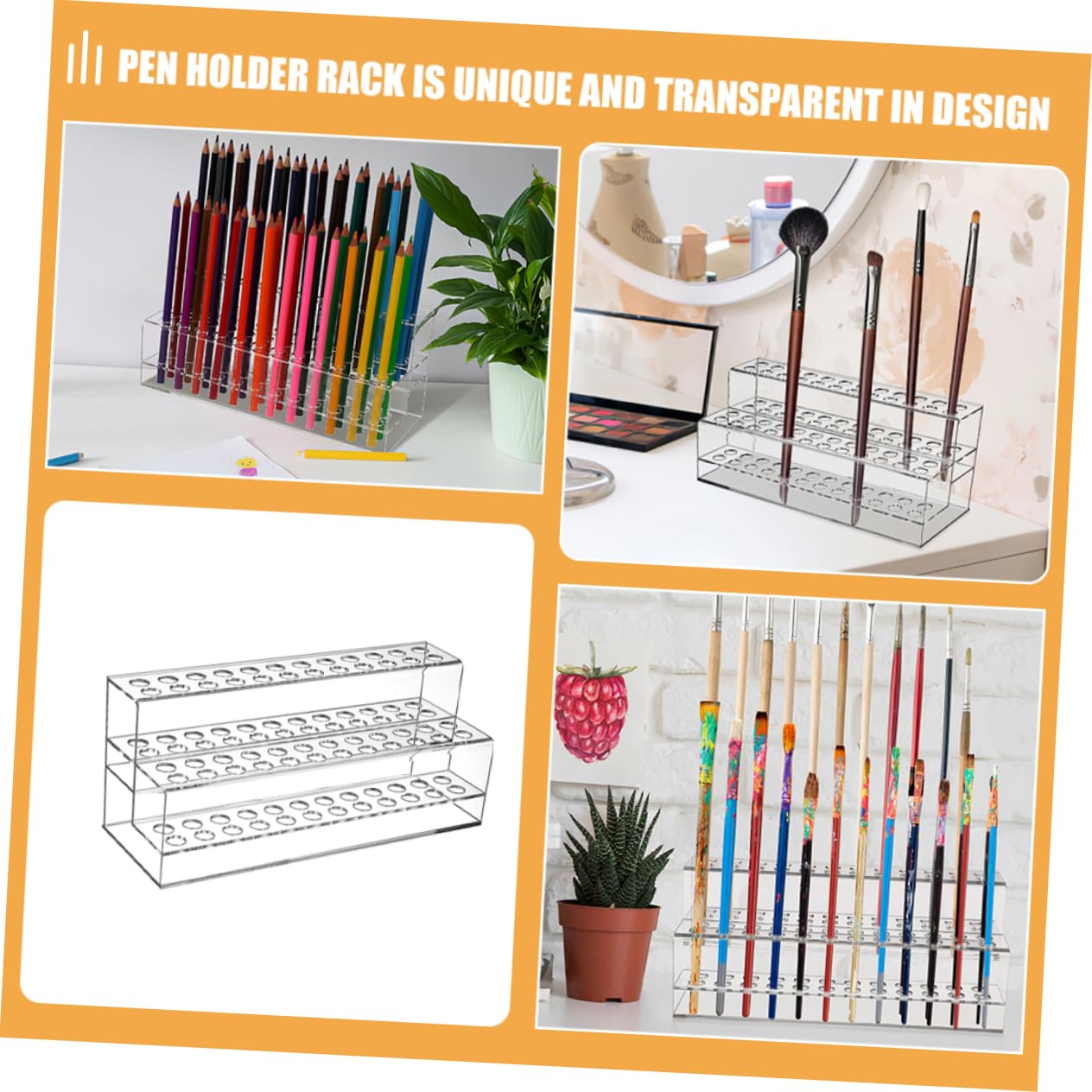 HOMSFOU 2pezzi Portapenne in Plastica Espositore Per Penne Scomparti Organizer Scrivania Per Matite Colori e Adatto Per Casa e Ufficio