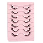 Gmagictobo Natural Lashes Short Wispy Cat Eye False Eyelashes Clear Band Fake Eyelashes Pack 7 Pairs Soft Strips Fake Eye Lashes