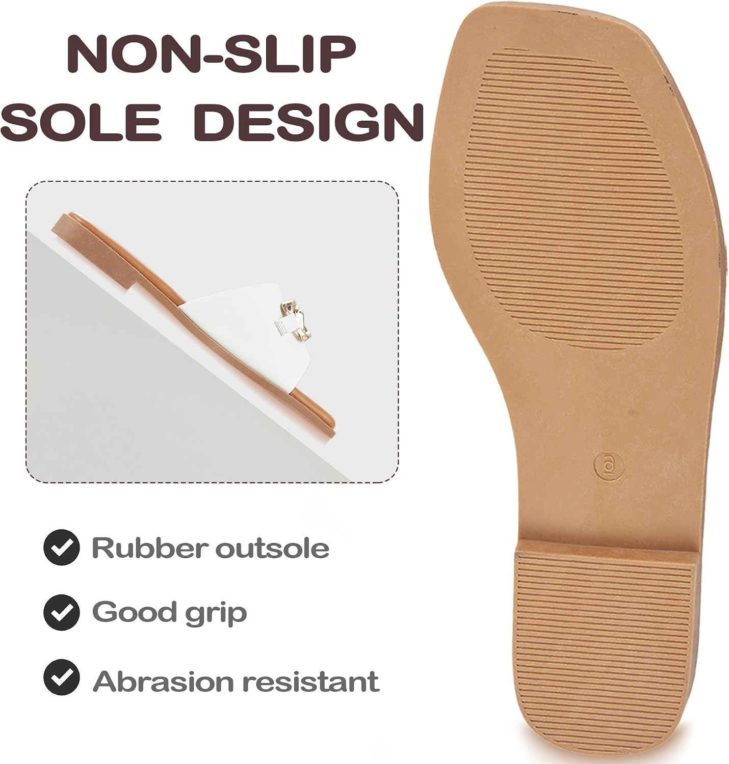 Women's Sandals Square Toe Casual Summer Ladies Slides Cute Beach 2026 Trendy Faux Leather Flat with Golden Chain Size 6-11