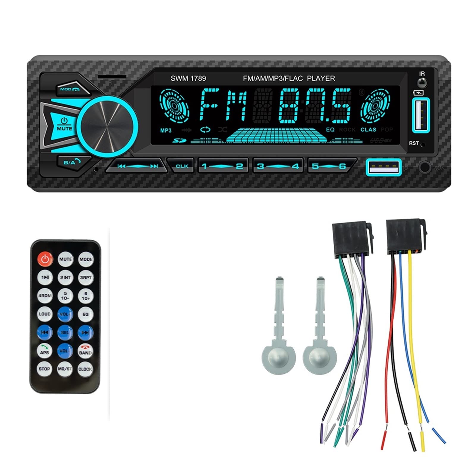 Stéréo Bluetooth 1din 1din 1Din Mp3 Joueur FM Émetteurs 60wx4 Aux Saisir ISO Contrôle Vocal de Support de Port avec localisateur de Voitures,Compatible avec La Plupart des Appareils