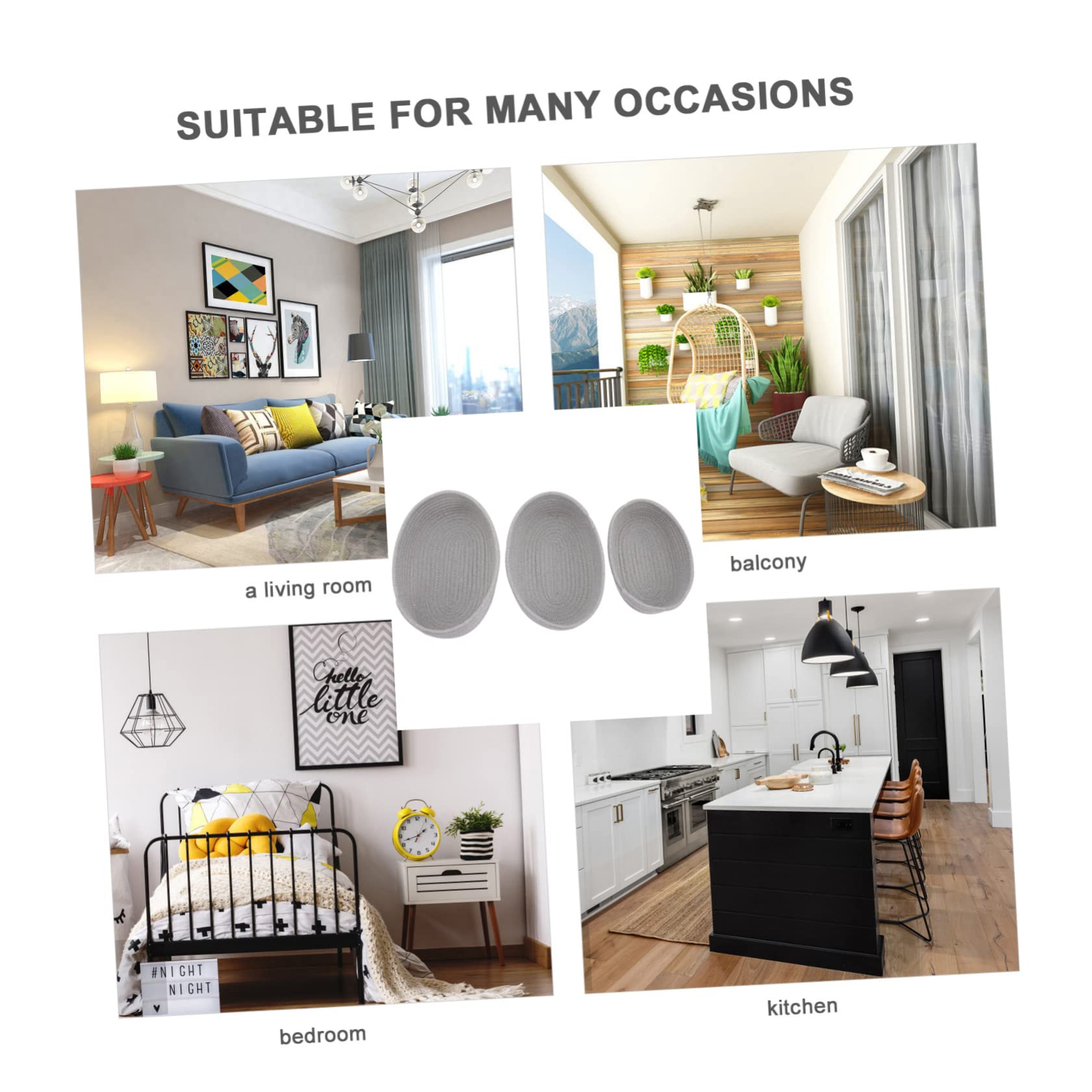 Cabilock 3Pcs Cotton Rope Storage Basket Woven Organizer Bins for Nursery Bathroom and Storage Easy to Clean Natural Material Baskets