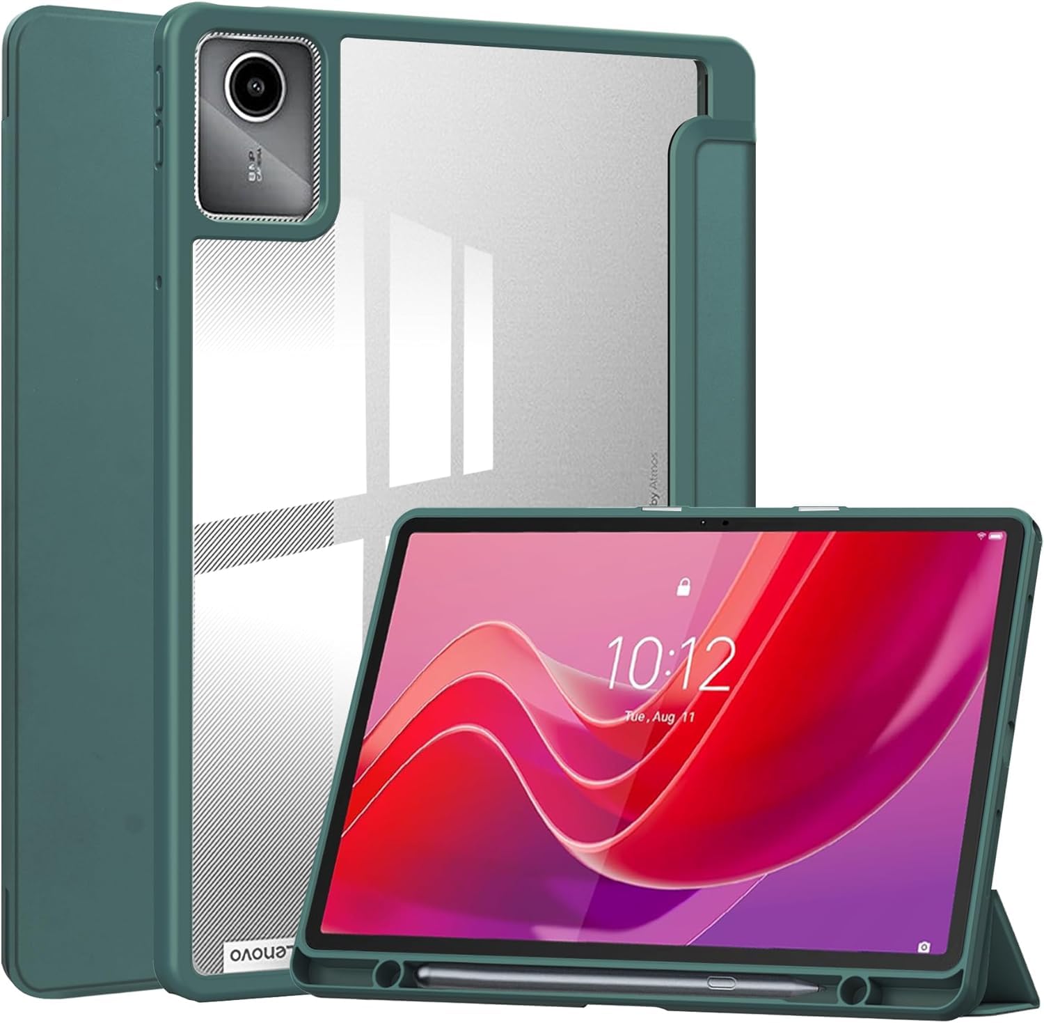 ProElite Cover for Lenovo Tab M11 Case Cover, Smart Flip Case Cover for Lenovo Tab M11 11 inch with Pen Holder, Green [Transparent Back] (B0D1MST5N9) Amazon Price History, Amazon Price Tracker