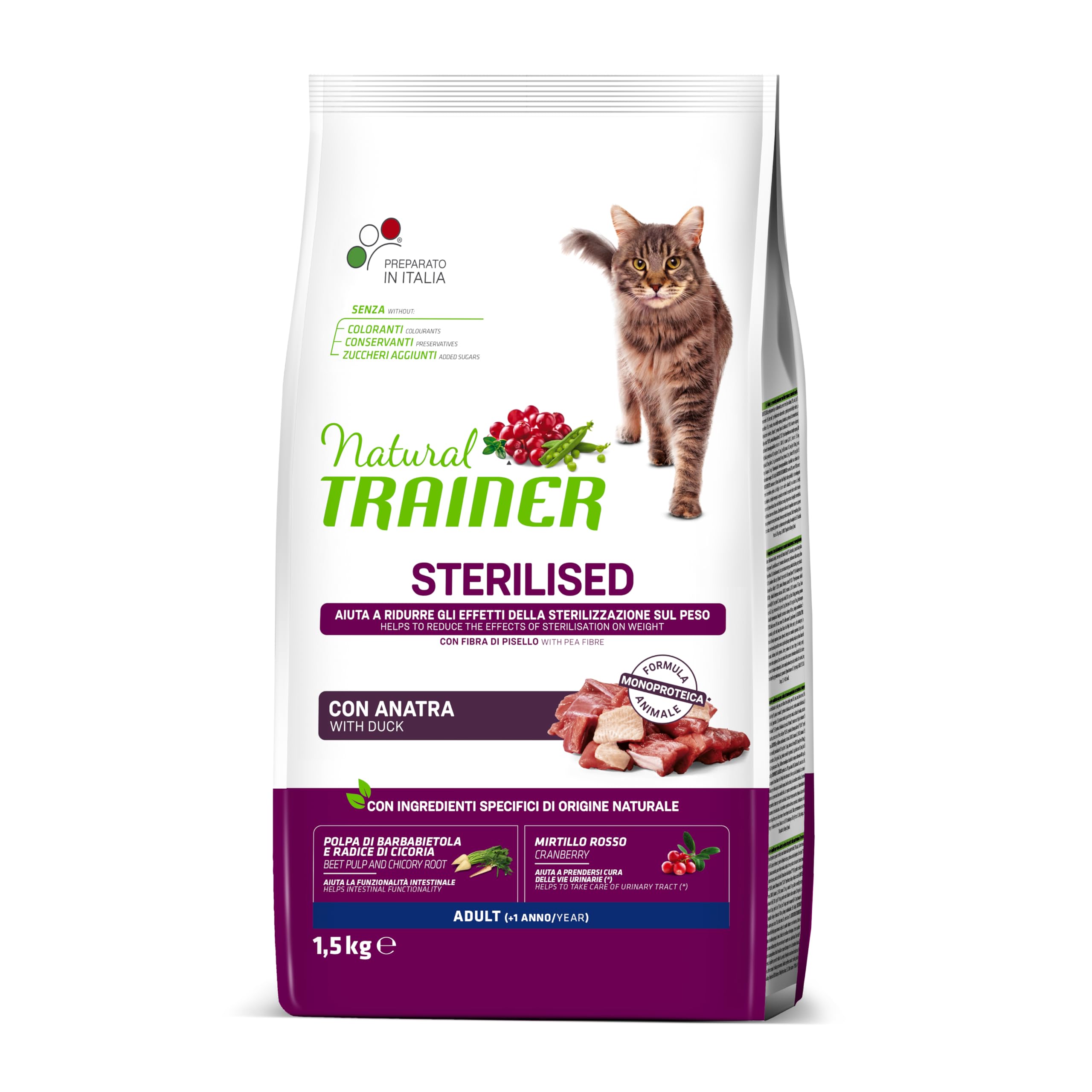 NATURAL TRAINER Cat Sterilised Anatra 1.5KG