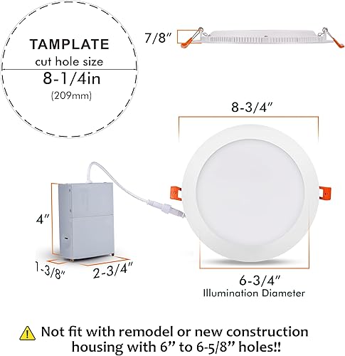 Miniatura 5 de CLOUDY BAY Paquete de 4 Luces empotrables LED inteligentes WiFi de 8 pulgadas, iluminación empotrada RGBCW de 20 W que cambia de color, compatible