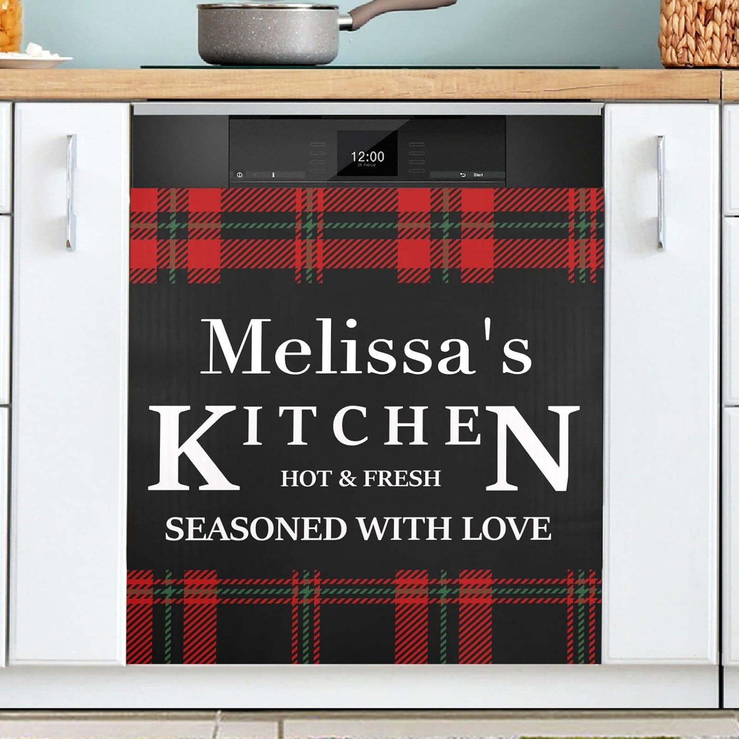 White Plaid Buffalo Farmhouse Custom Dishwasher Magnet Cover Dishwasher Magnets Decorative Cover Magnetic Dishwasher Cover Panel Magnetic Refrigerator Cover for Farmhouse Kitchen Home - 23 X 26 in