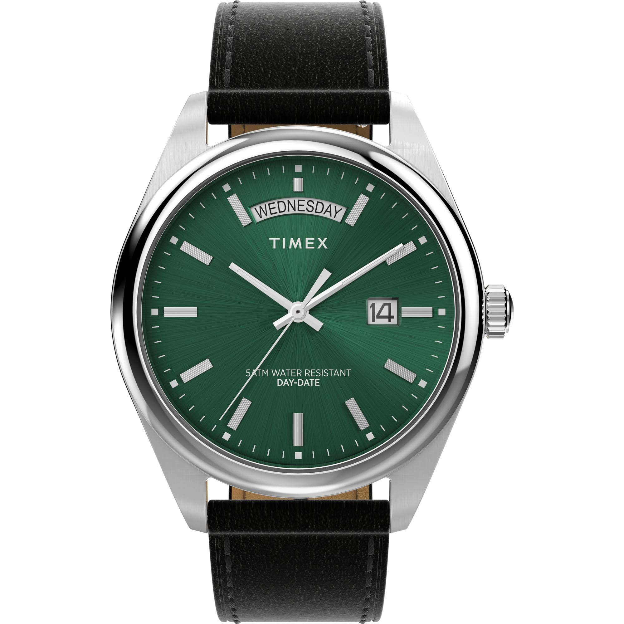 Timex Legacy Orologio Uomo Al Quarzo 41mm - Cassa In Acciaio Riciclato, Cinturino In Pelle Vegana Nera, Quadrante Verde (TW2W57300VQ) - 2