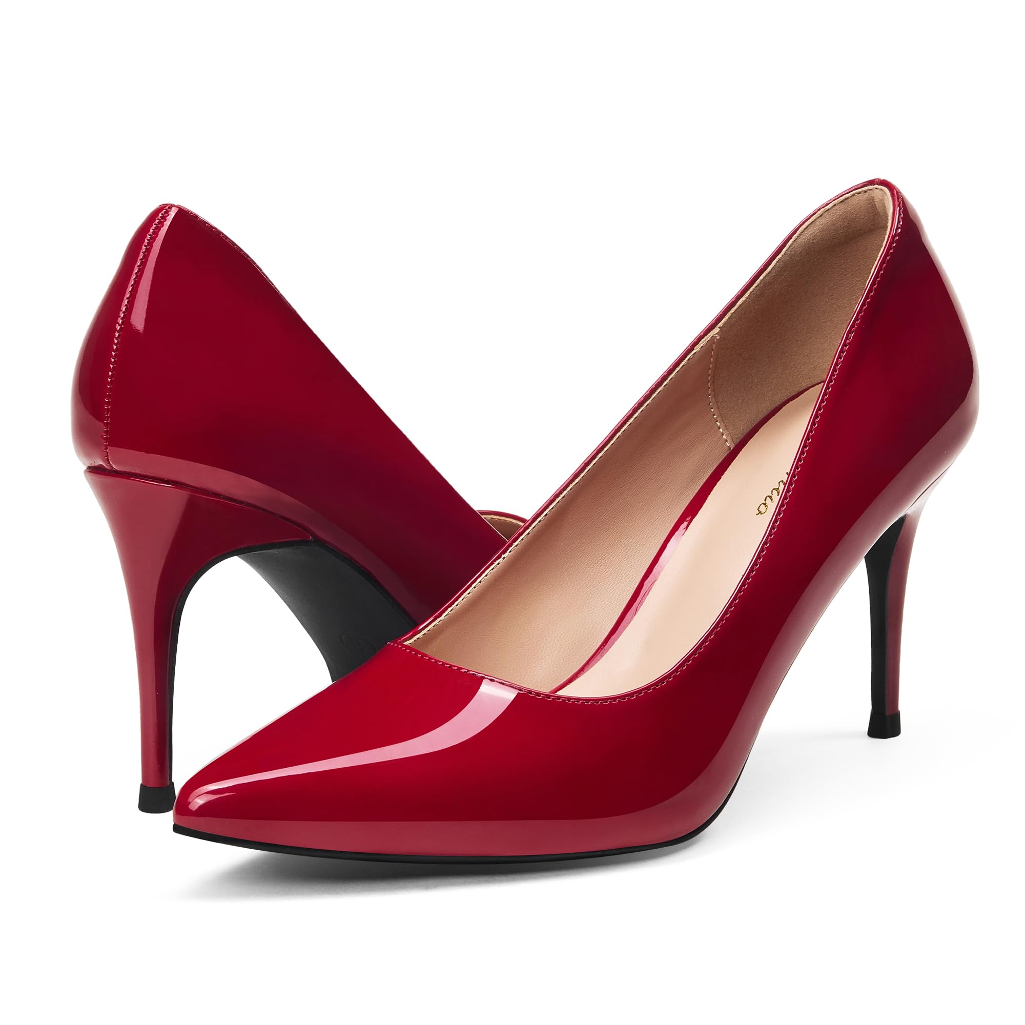 GENSHUO Scarpe da Donna con Tacco a Spillo 8 cm, Punta Chiusa, Design Classico Elegante
