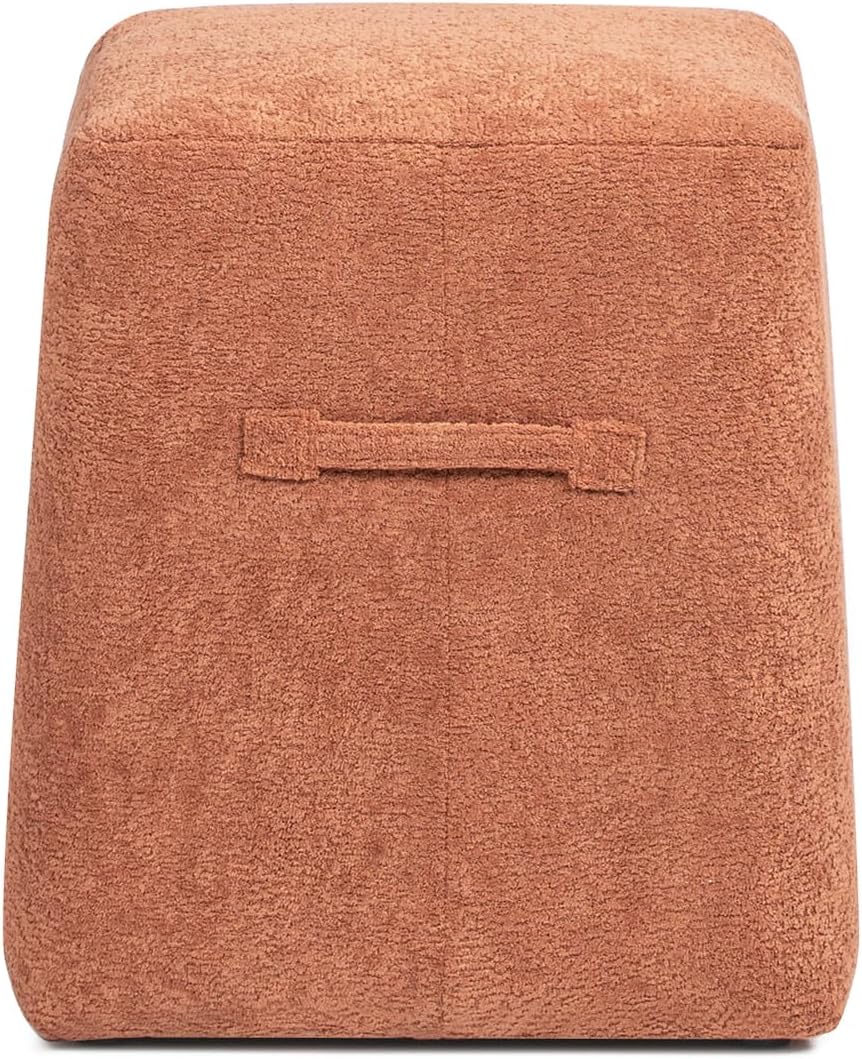 Jennifer Taylor Home Oliver 16" Tapered Square Upholstered Ottoman, Spice Orange Fleeced Teddy