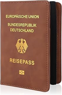 Reisepasshülle aus PU Leder, Passport Cover mit RFID-Blocker, Reisepass Organizer für Damen Herren, Passport Holder, Ausweismappe, Reisedokumententasche