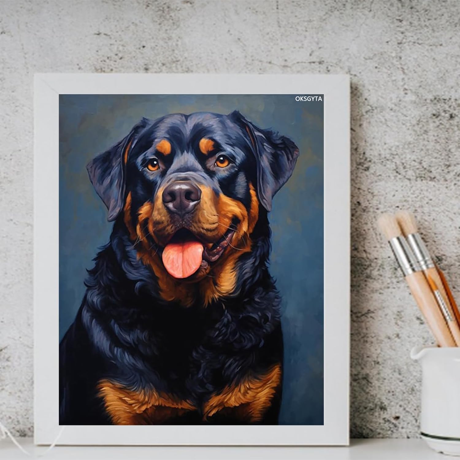 OKSGYTA Painting by Numbers, Animal Dog Rottweiler, Paint by Numbers for Gift Home Wall Decor, 40x50cm, Without Frame
