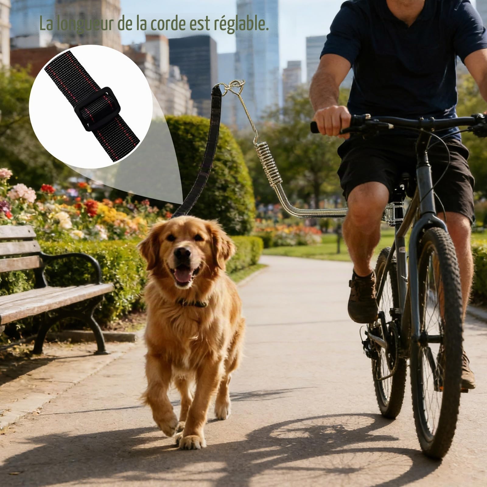 Laisse De Vélo pour Chien: Vélo pour Chien Mains Libres, Installation Et Démontage Facile, Pet Dog Bicycle Leash pour Le Jogging, L'entraînement, Le Cyclisme Et L'extérieur