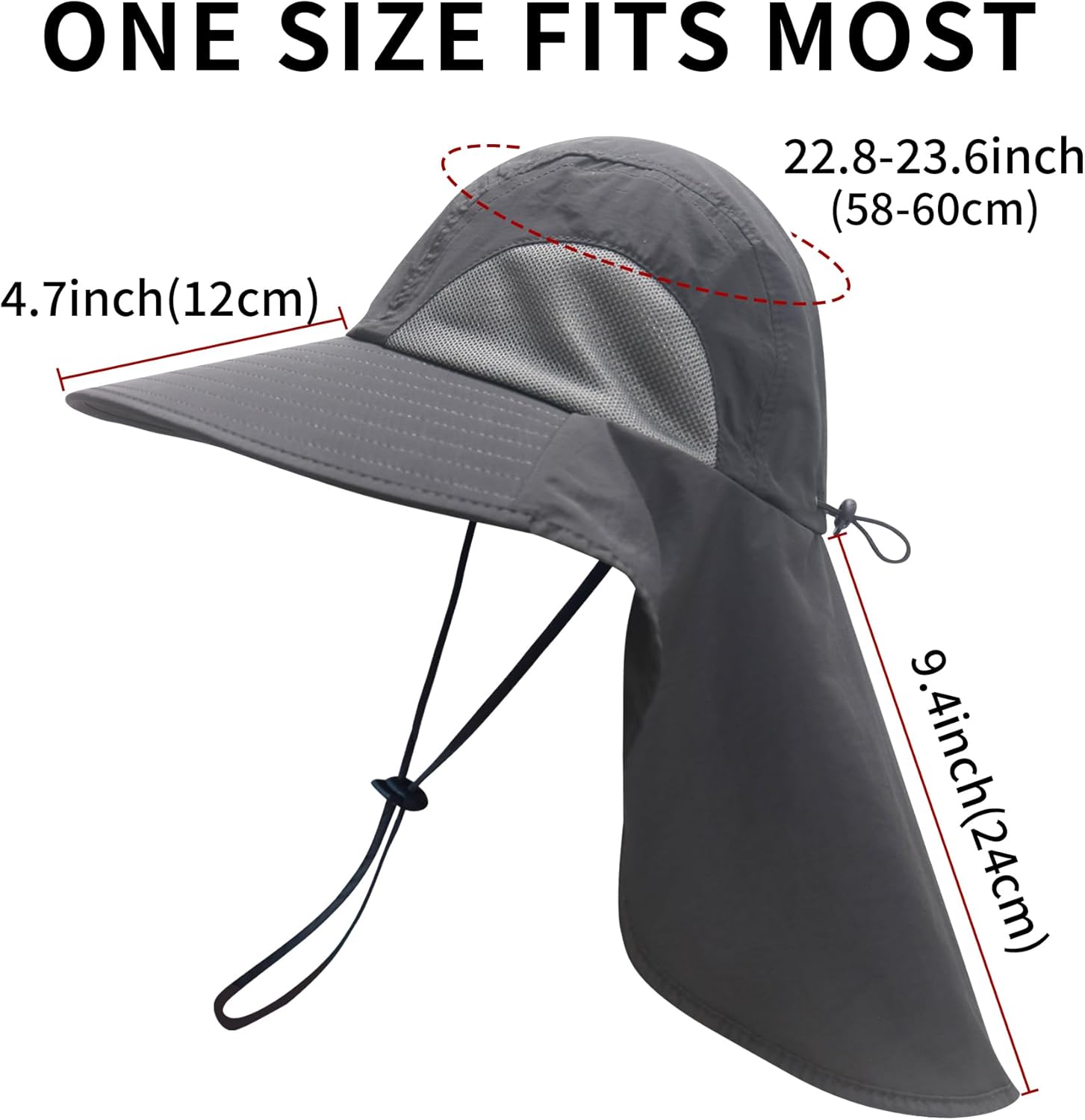 PFFY Sun Bucket Hats for Men Women Fishing Hat UV Protection Wide Brim Beach Safari Hat with Neck Flap - Image 5