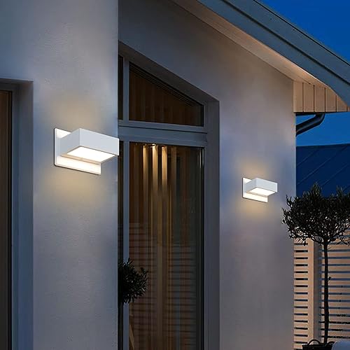 Miniatura 7 de Inowel Paquete de 2 luces de pared para exteriores luz exterior blanca arriba y abajo aplique de pared LED para porche garaje casa jardín 75 W 240