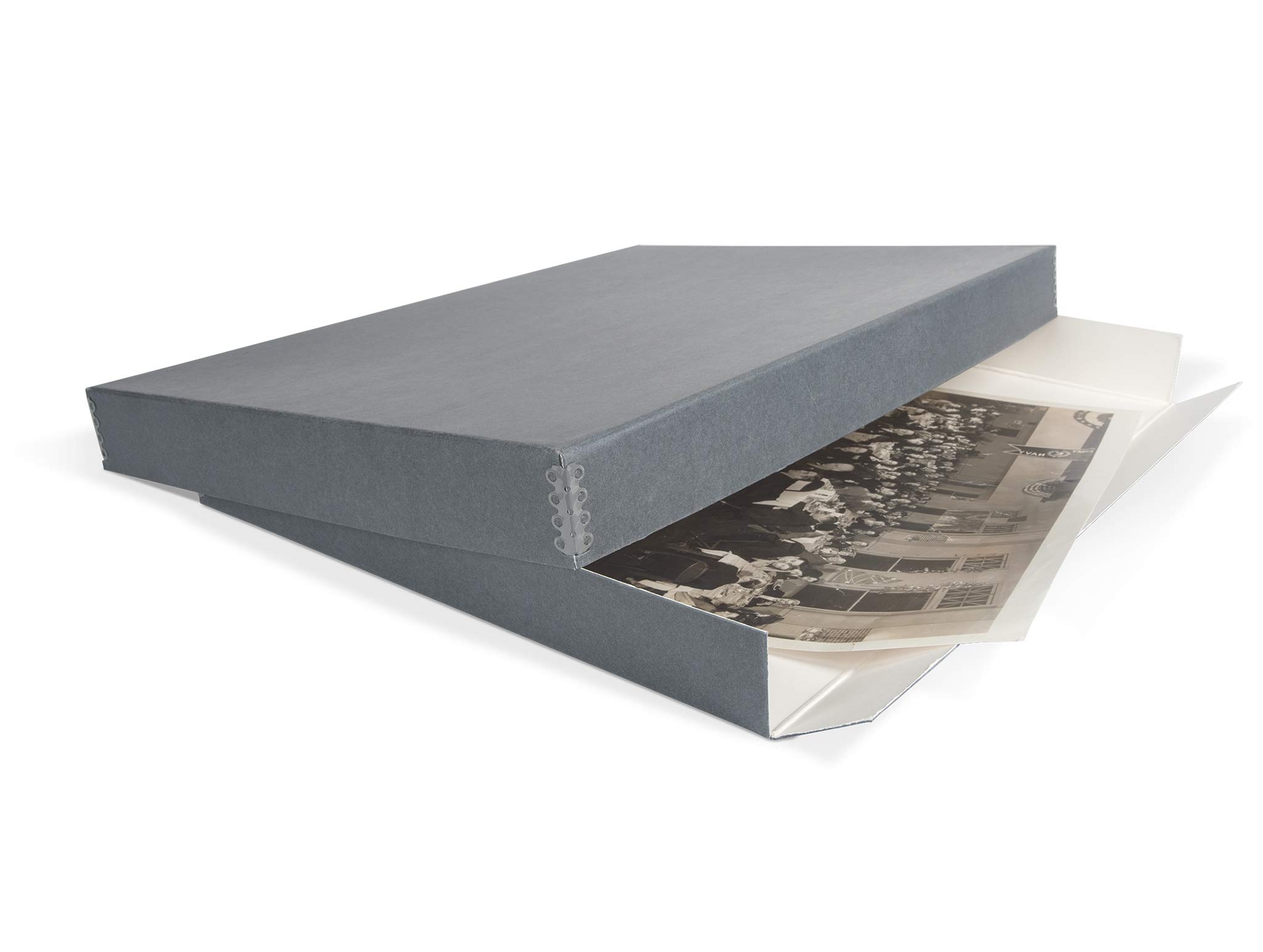 Gaylord Archival Blue/Grey Drop-Front Newspaper Preservation Box - 20 1/2W x 24 1/2L x 3" H