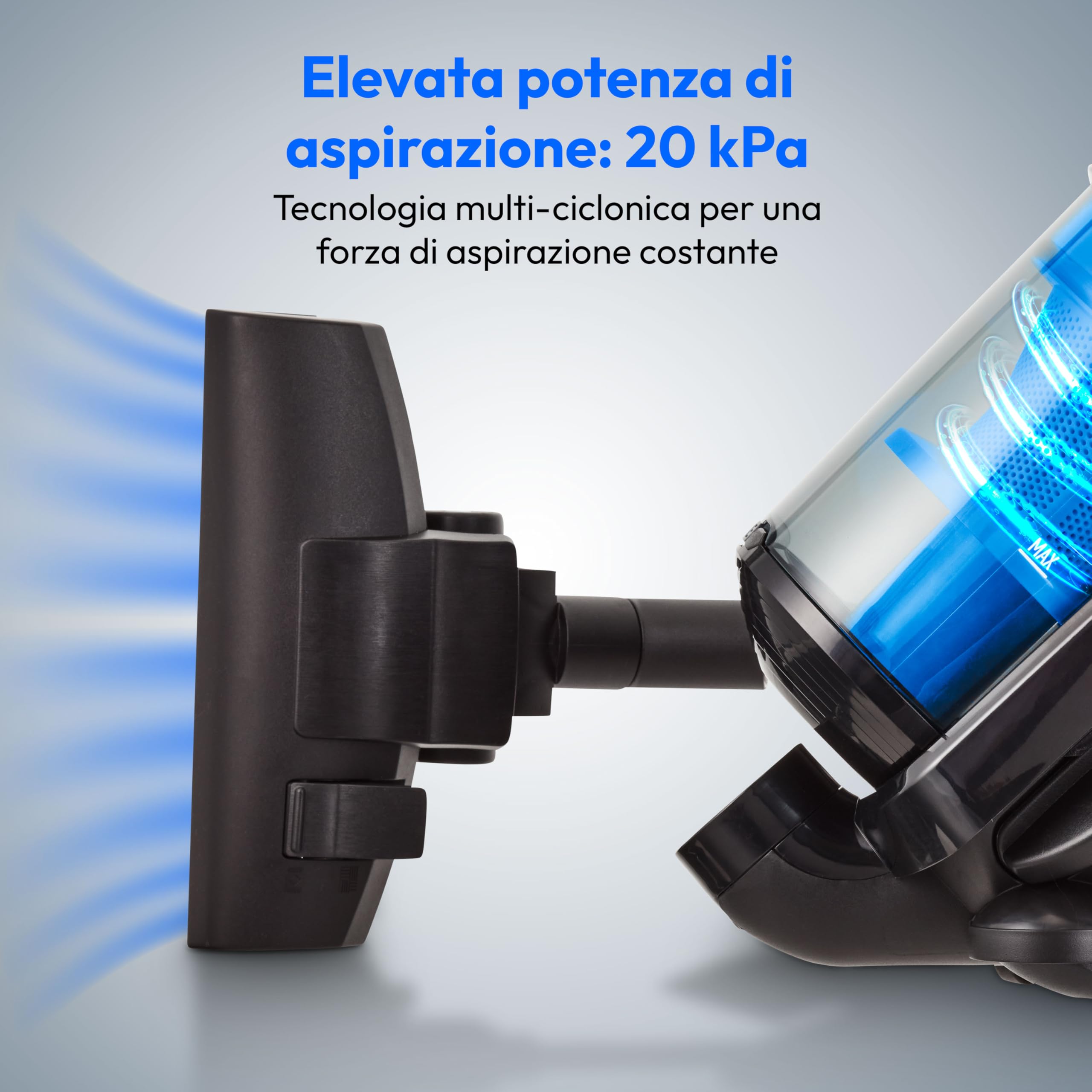 MEDION Aspiratore ciclonico senza sacchetto P4000 (potenza 900 watt, capacità contenitore polvere 4,3 litri, filtro HEPA 13 lavabile, raggio di lavoro 11 m, MD 11906) blu