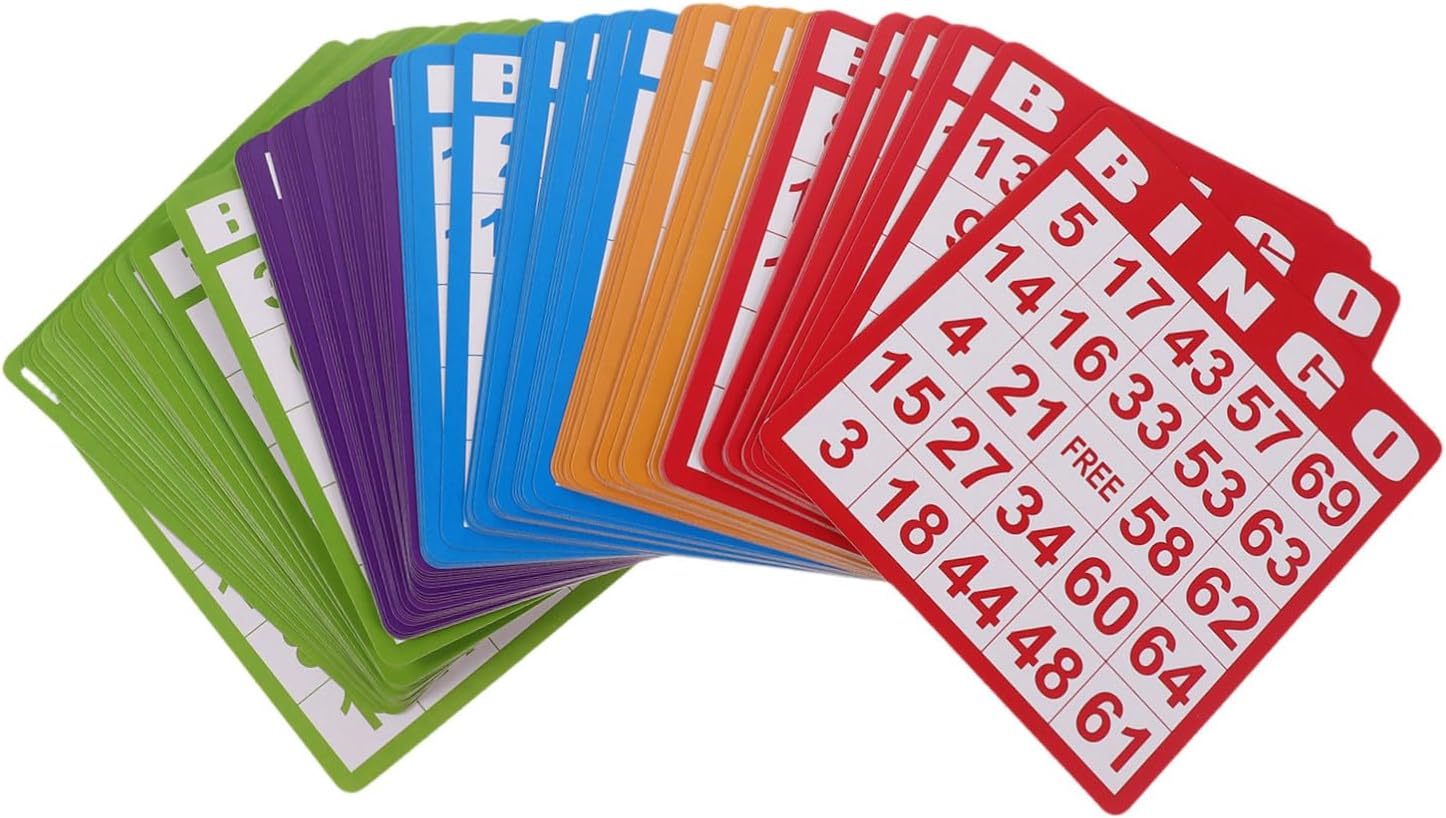 100pcs Five-Color Bingo Cards Party Game Supplies with 20 Cards Each Color Paper Replacement Bingo for Family Fun and Birthday Entertainment