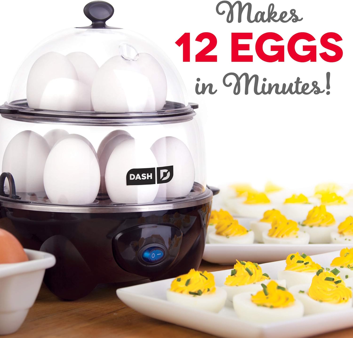 DASH Deluxe Rapid Egg Cooker Electric, 12 Capacity, with Auto Shut Off Feature, Black & black Rapid 6 Capacity Electric Cooker with Auto Shut Off Feature, One Size