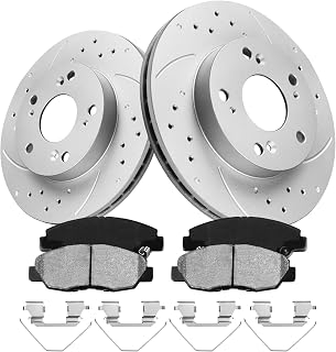 Anpulsero Brake Pads And Rotors Kit Front Compatible with 2006-2011 Honda Civic, Automotive Replacement Brake Kits Geomet 31311 D1578-8791 Drilled And Slotted Rotors Ceramic Brake Pads 261.7mm(10.3in)