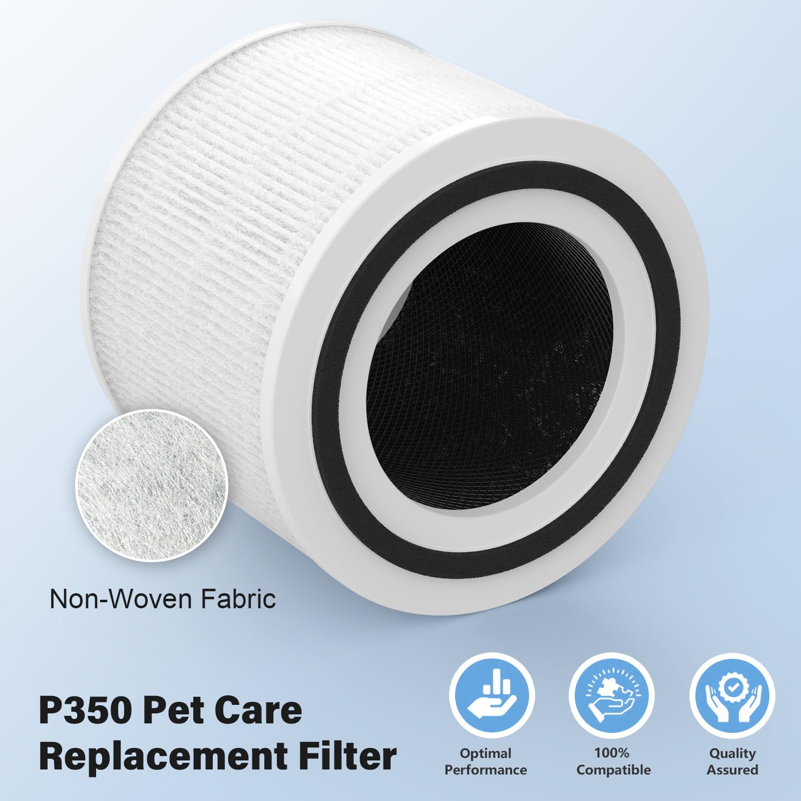 Core P350 Lot de 2 filtres de rechange pour purificateur d'air LEVOIT Core P350, filtre 3 en 1, pré-filtre fin en tissu non tissé, charbon actif avec formule ARC, Core P350-RF Core P350 Lot de 2 filtres de rechange pour purificateur d'air LEVOIT Core P350, filtre 3 en 1, pré-filtre fin en tissu non tissé, charbon actif avec formule ARC, Core P350-RF