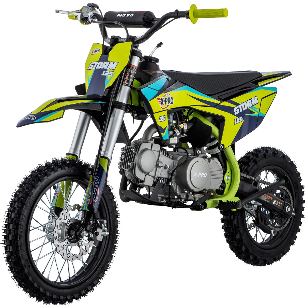 125cc Kids Dirt Bike Pit Bike Youth Dirt Pit Bike with 4-Speed Semi-Automatic Transmission, Big 14"/12" Tires!