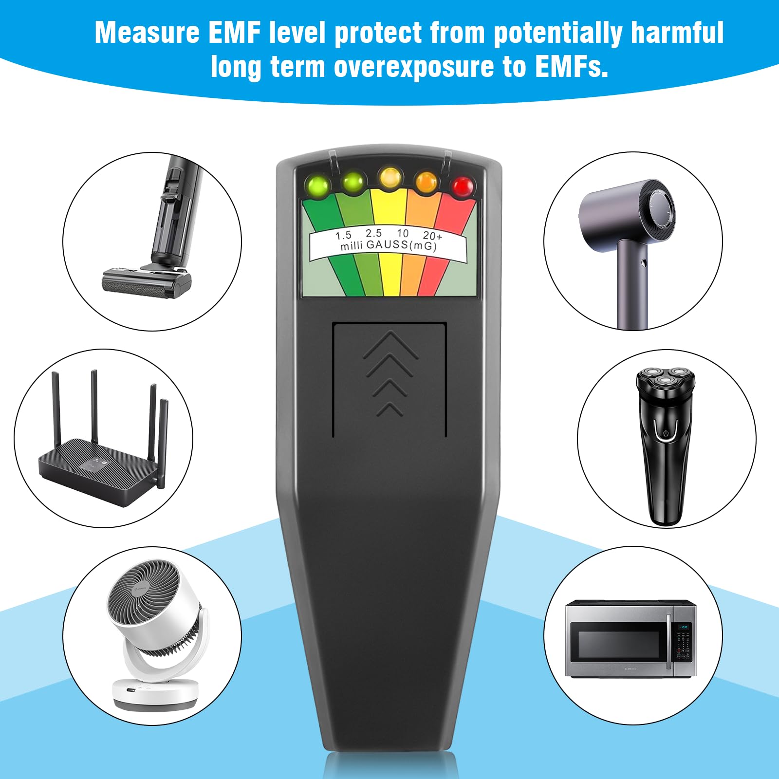 yotutun K2 EMF Meter Détecteur de rayonnement électromagnétique portable avec LED Ghost Hunting