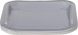 Creative Converting Touch of Color 18 Count Square Paper Lunch Plates, Shimmering Silver