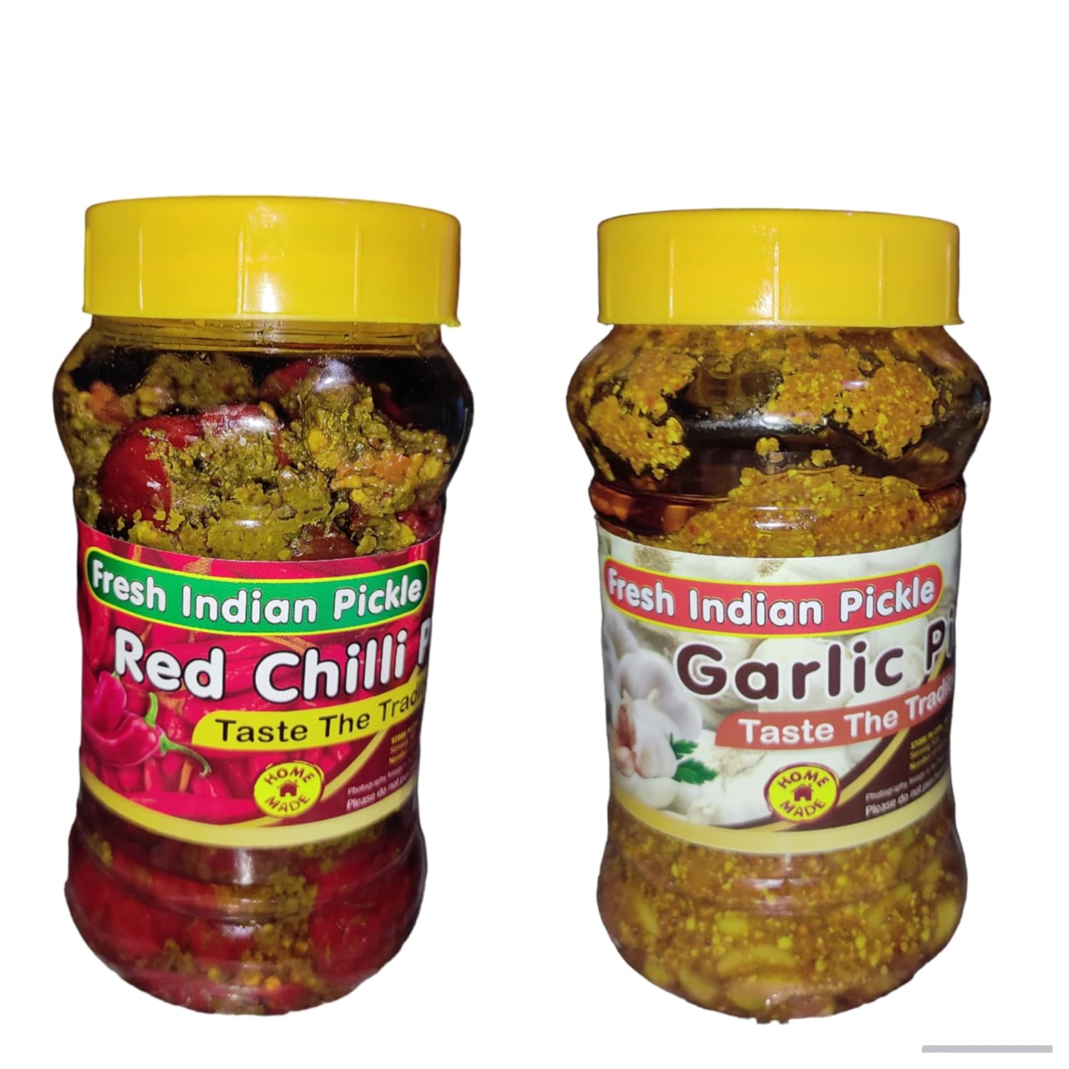 Fresh Indian Pickle Stuffed Red Chilli and Garlic Pickle Combo