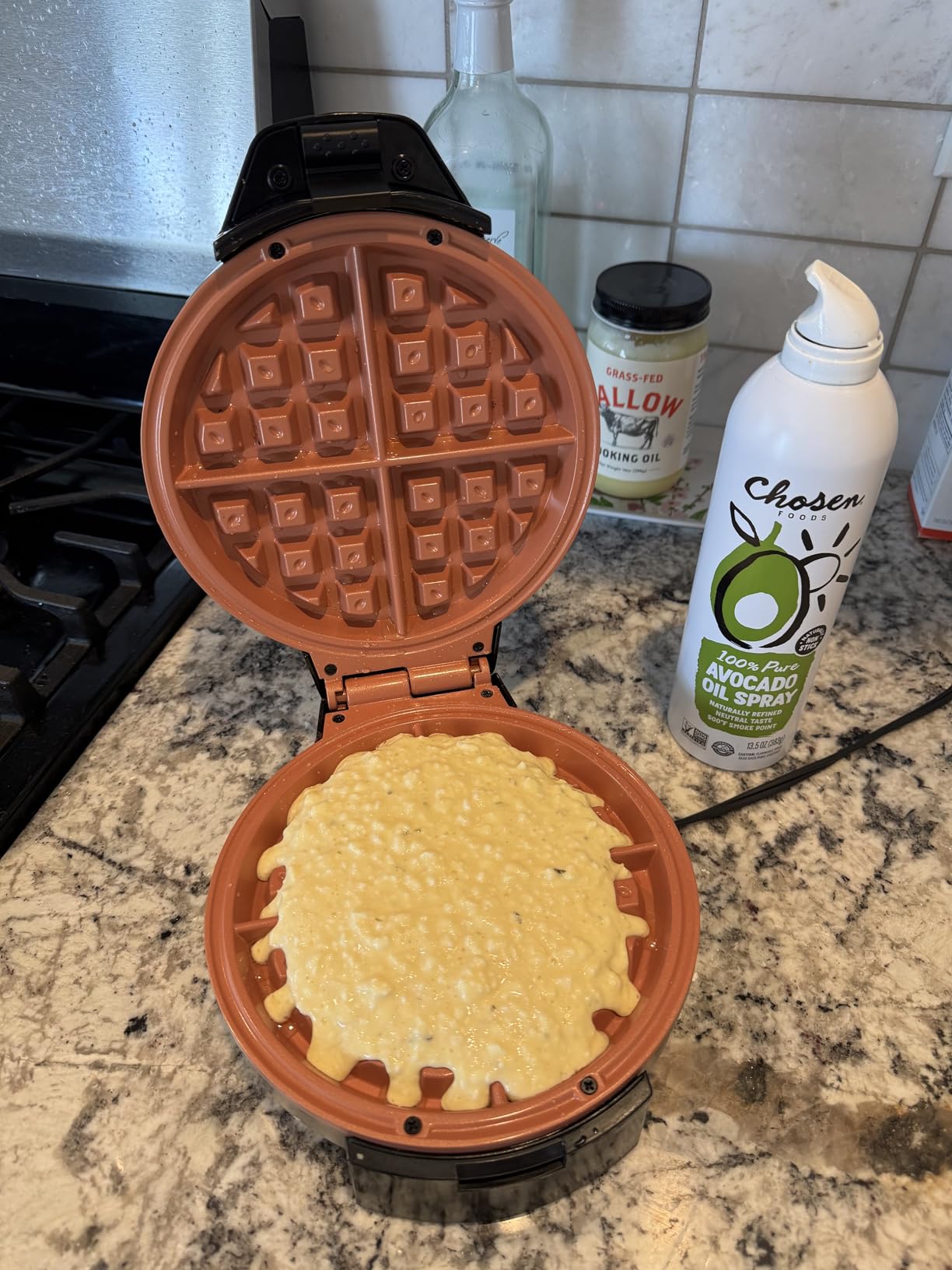 Gourmia Belgian Waffle Maker with indicator lights