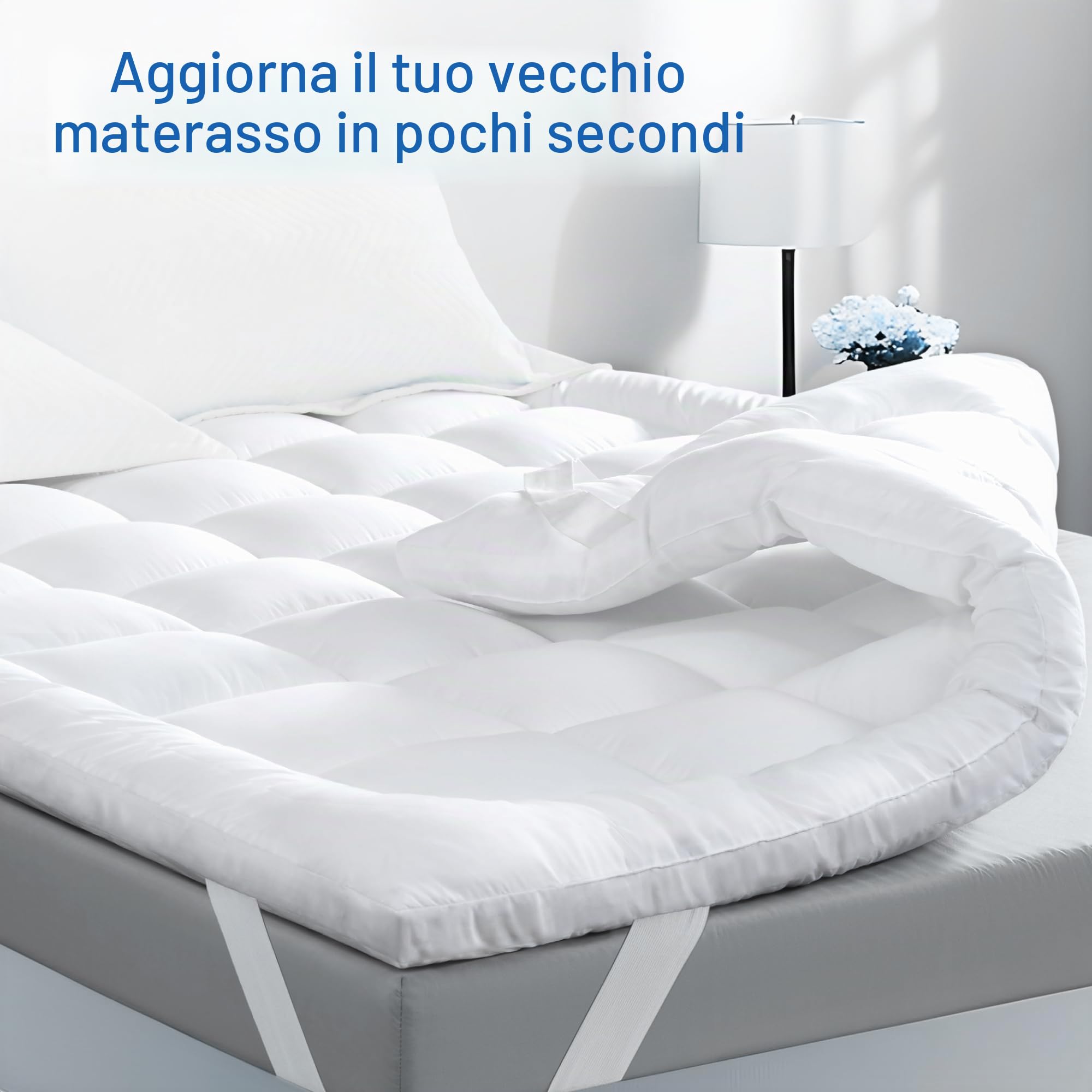 Niagara Sleep Solution - Micro coprimaterasso con gonna, piatto, doppio