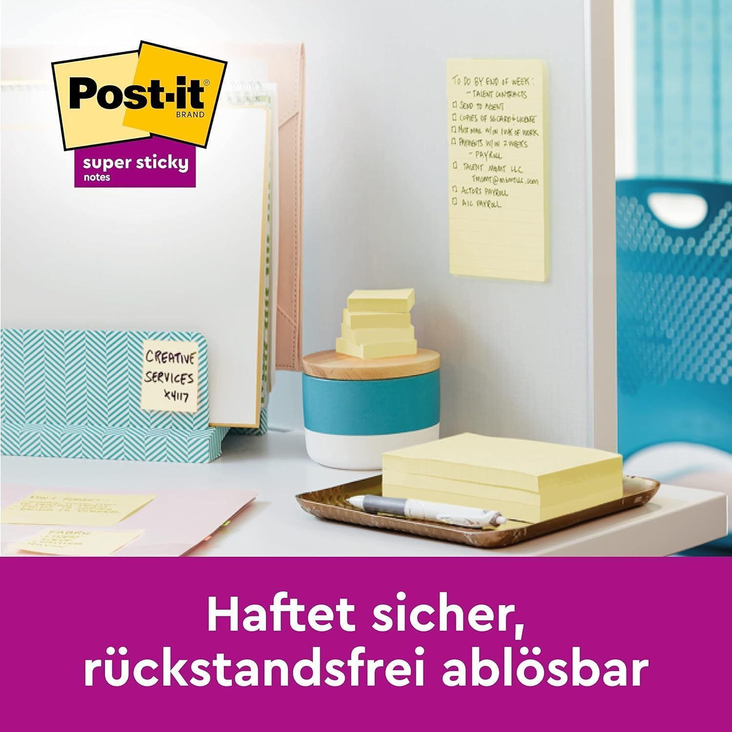 Post-it Super Sticky Notes, 24 Blöcke (2160 Blatt), 127 mm x 76 mm, Gelb