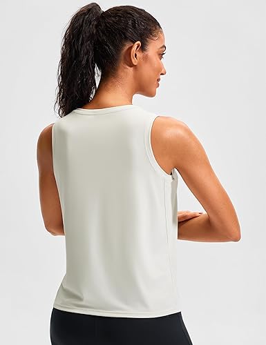 Miniatura 5 de JOYSPELS - Camisetas cortas de entrenamiento de seda de hielo para mujer, frescas, sin mangas, de ajuste holgado, para yoga