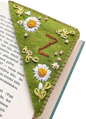 Miniatura 47 de MOTEERLLU Marcapáginas de esquina bordado a mano personalizado, Marcador de página de triángulo de fieltro cosido hecho a mano, Accesorios únicos