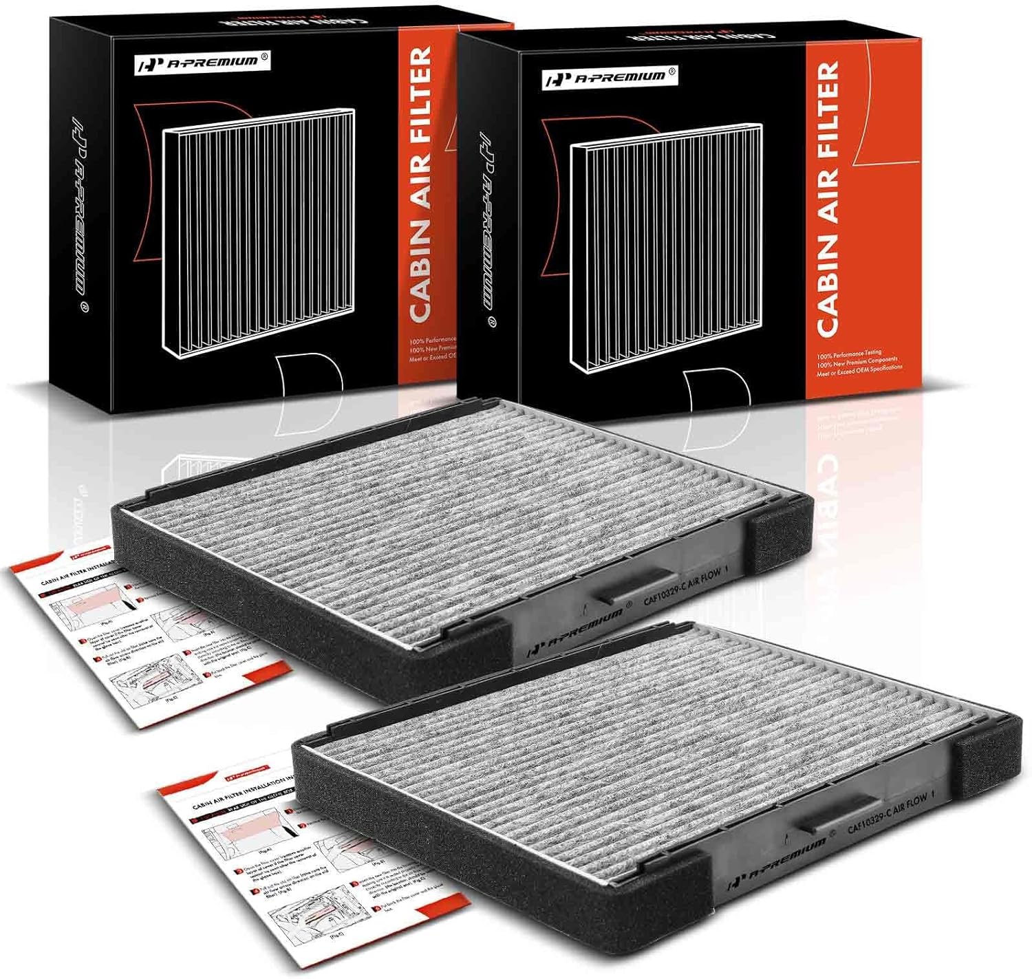 A-Premium 2-PC Cabin Air Filter with Activated Carbon Compatible with Hyundai Elantra 2001-2006, Tiburon 2003-2008, Entourage 2007-2010 & Kia Sedona 2006-2010