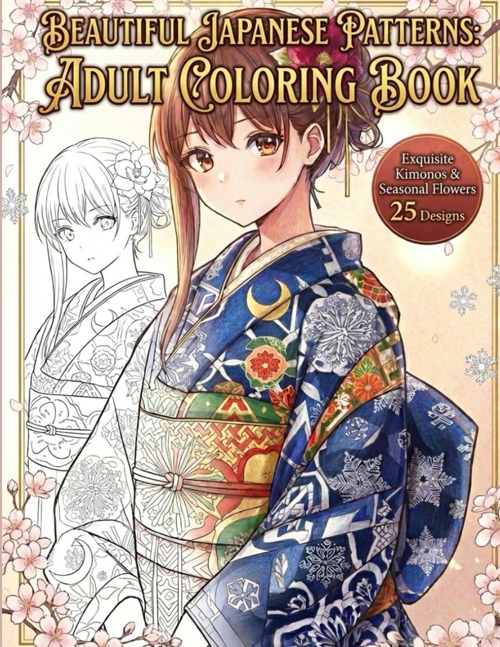 Beautiful Japanese Patterns Adult Coloring Book: Exquisite Kimonos & Seasonal Flowers