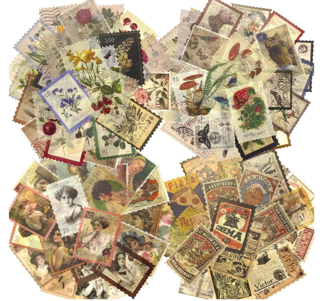 Kaderas Vintage 240 Scrapbook Stickers, Aesthetic Retro Washi Sticker Set For Scrapbooking Bullet Journal Notebook Laptop Guitar Suitcase