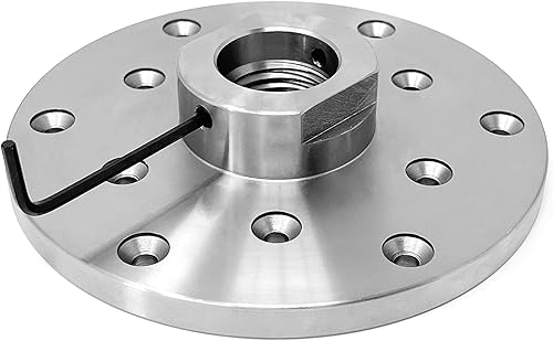 Miniatura 4 de Placa frontal de torno de madera de acero de 6 pulgadas, 1-1/4" x 8tpi RHLH doble roscada (interno, fueraborda) con tornillos de fijación para