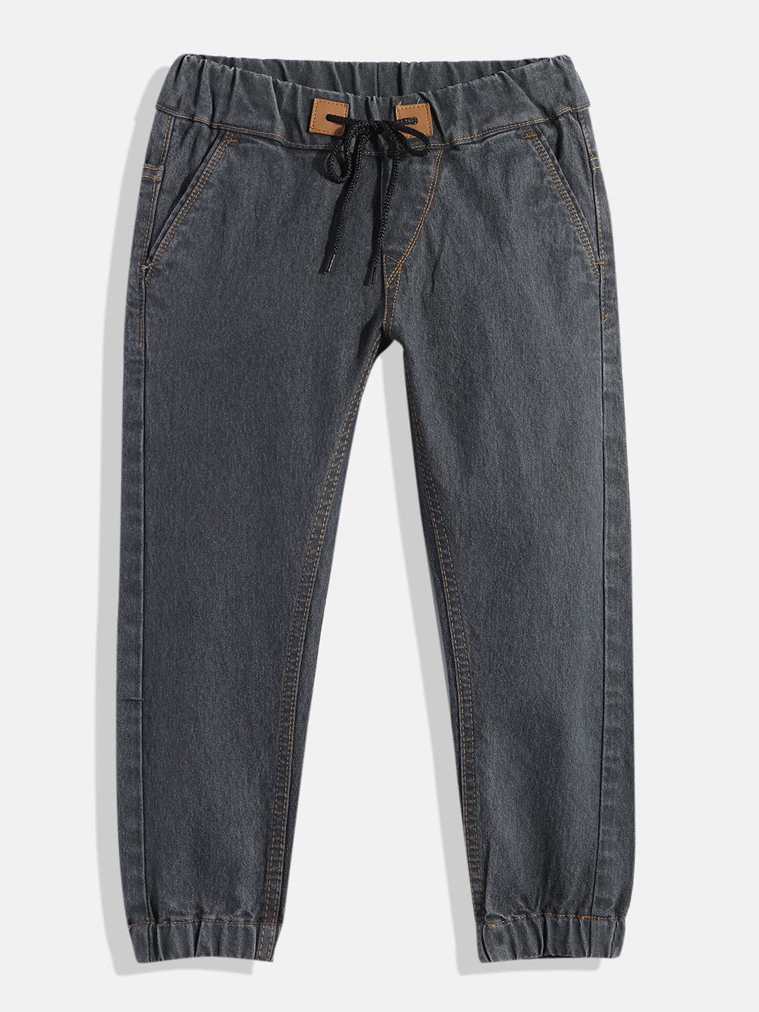 Urbano Juniors Pantalones vaqueros elásticos de mezclilla lavados, ajustados, color azul oscuro para niño, Gris, 8-9 a�os