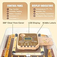 Vista 4 de Incubadora de 48 Huevos con Giro Automático y Control de Humedad Incubadora Digital de Aves de Corral para Huevos de Pollo, Pato, Codorniz, Ideal