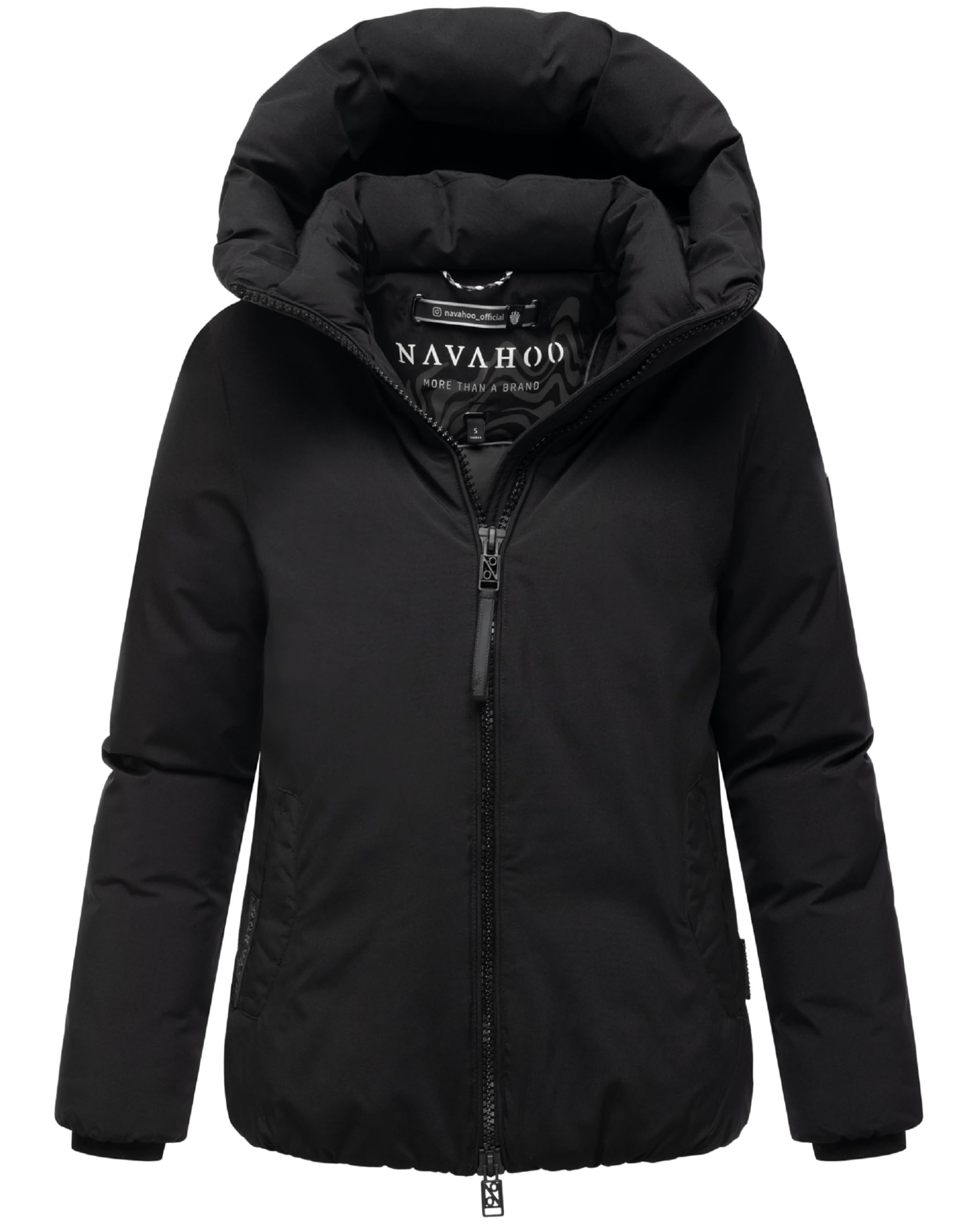 Navahoo Damen Winterjacke – Damen Winterjacke mit 2-Wege-Reißverschluss, Blütenlicht 14, Black, Größe S