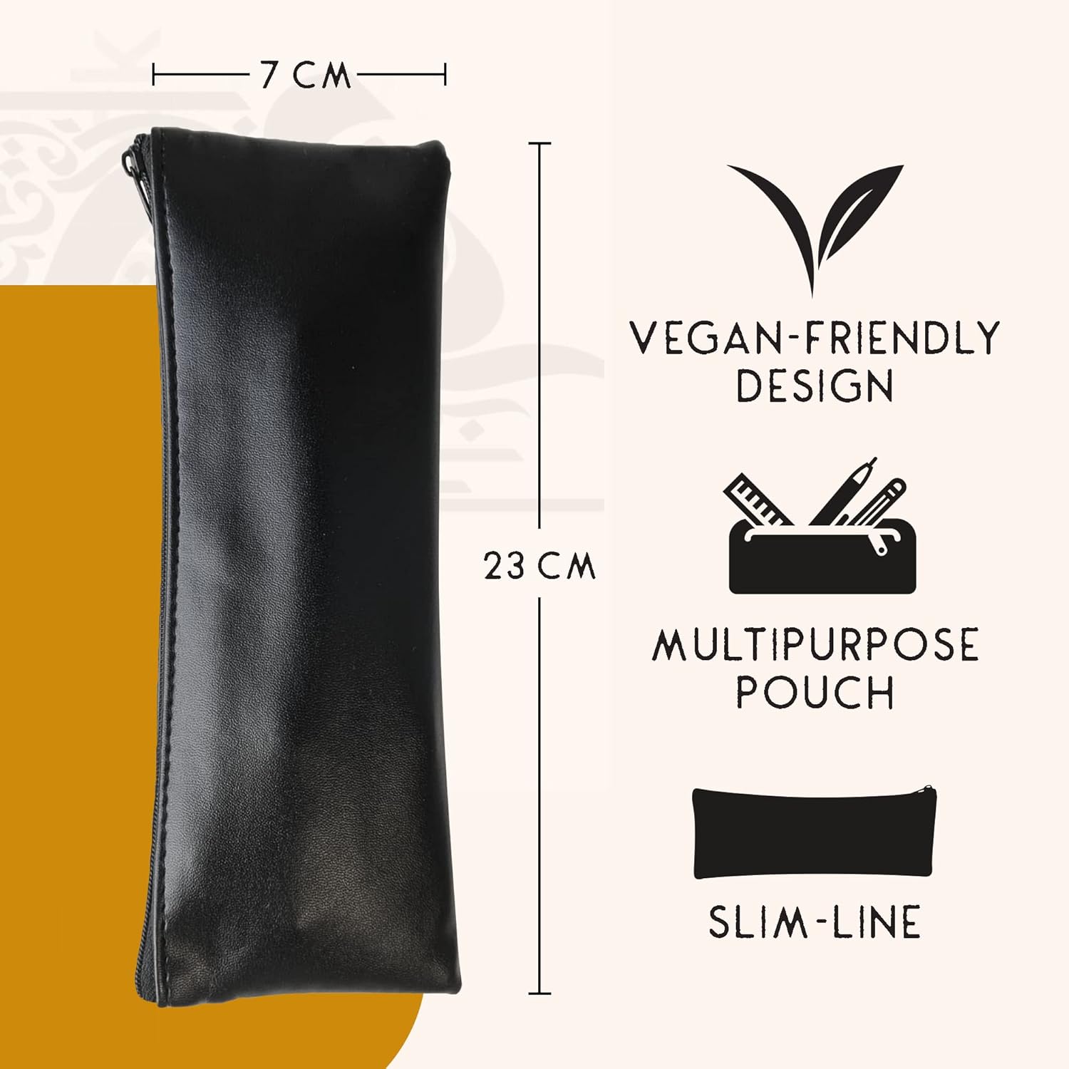 Enjoy Dokha Grande Faux Leather Pencil Case & Pouch | Multi-Use Zip Storage Case for Stationery, Toiletries, Medication, Smoking Pipes & Accessories, and More (Black) - Image 4