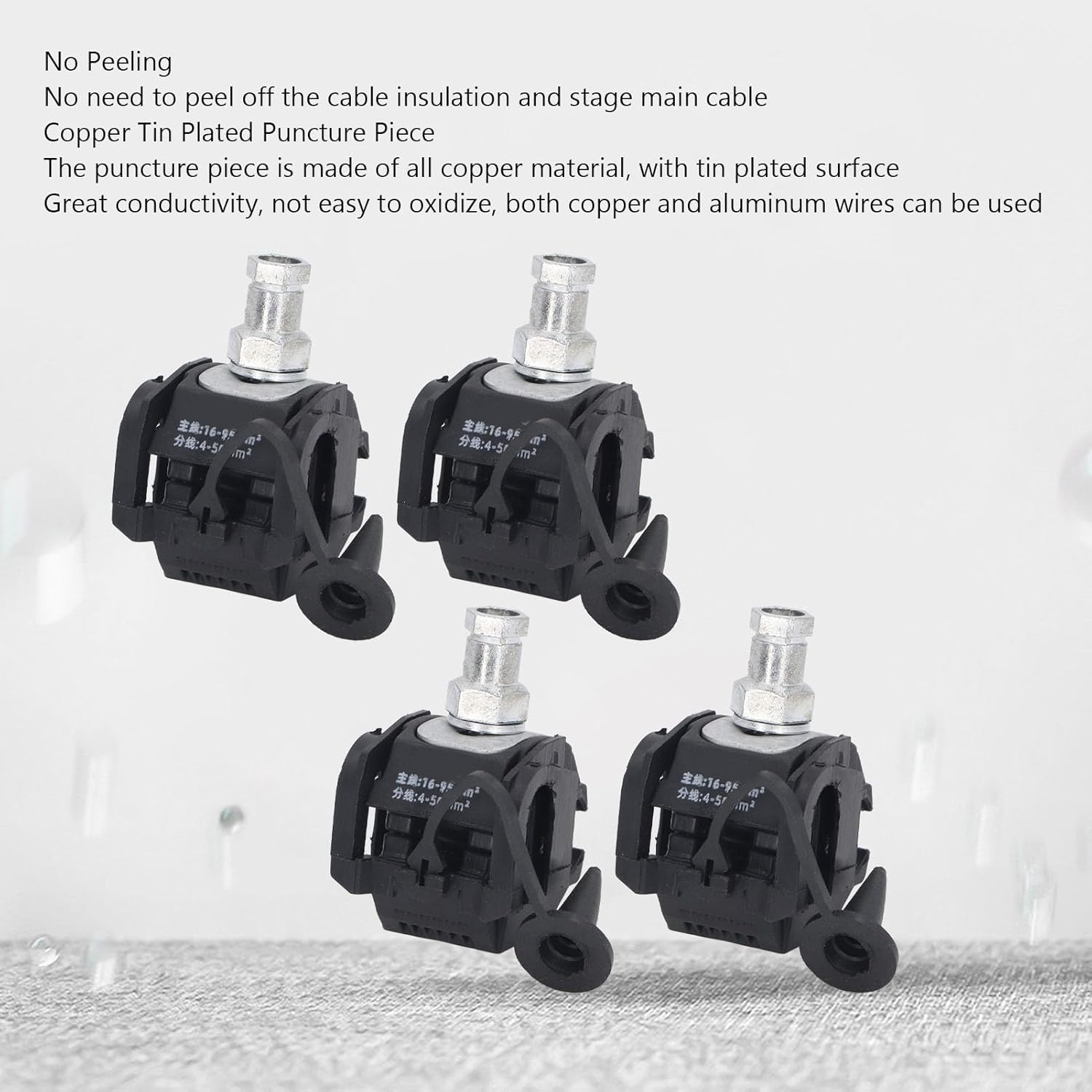 5 Pcs Insulation Piercing Connector 1KV No Peeling Piercing Clamp High Low Voltage Cable Splitter (Black-3)